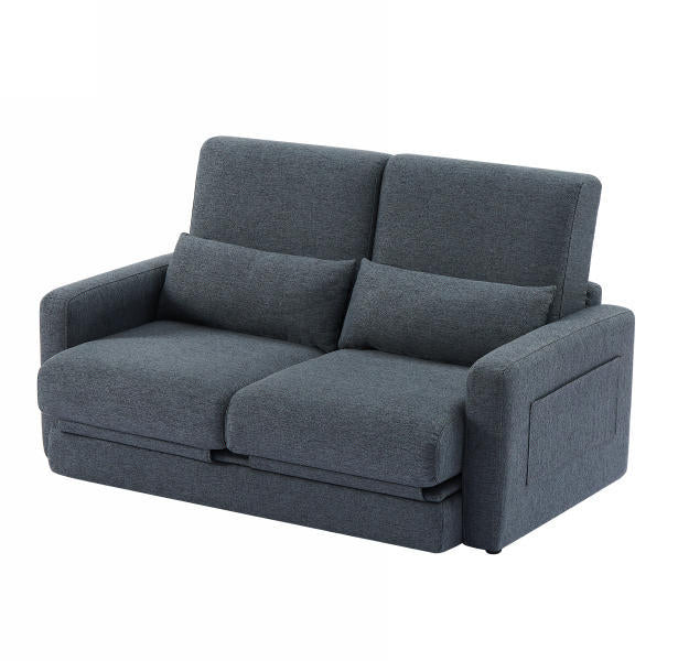 2 seater sofa ソファ 2人掛け 収納付き ファブリック 両側に肘掛け付き 木脚外し可能 ローソファ コンパクト ひとり暮らし カウチソファー - AL AZLAN SHOP alazlanshop