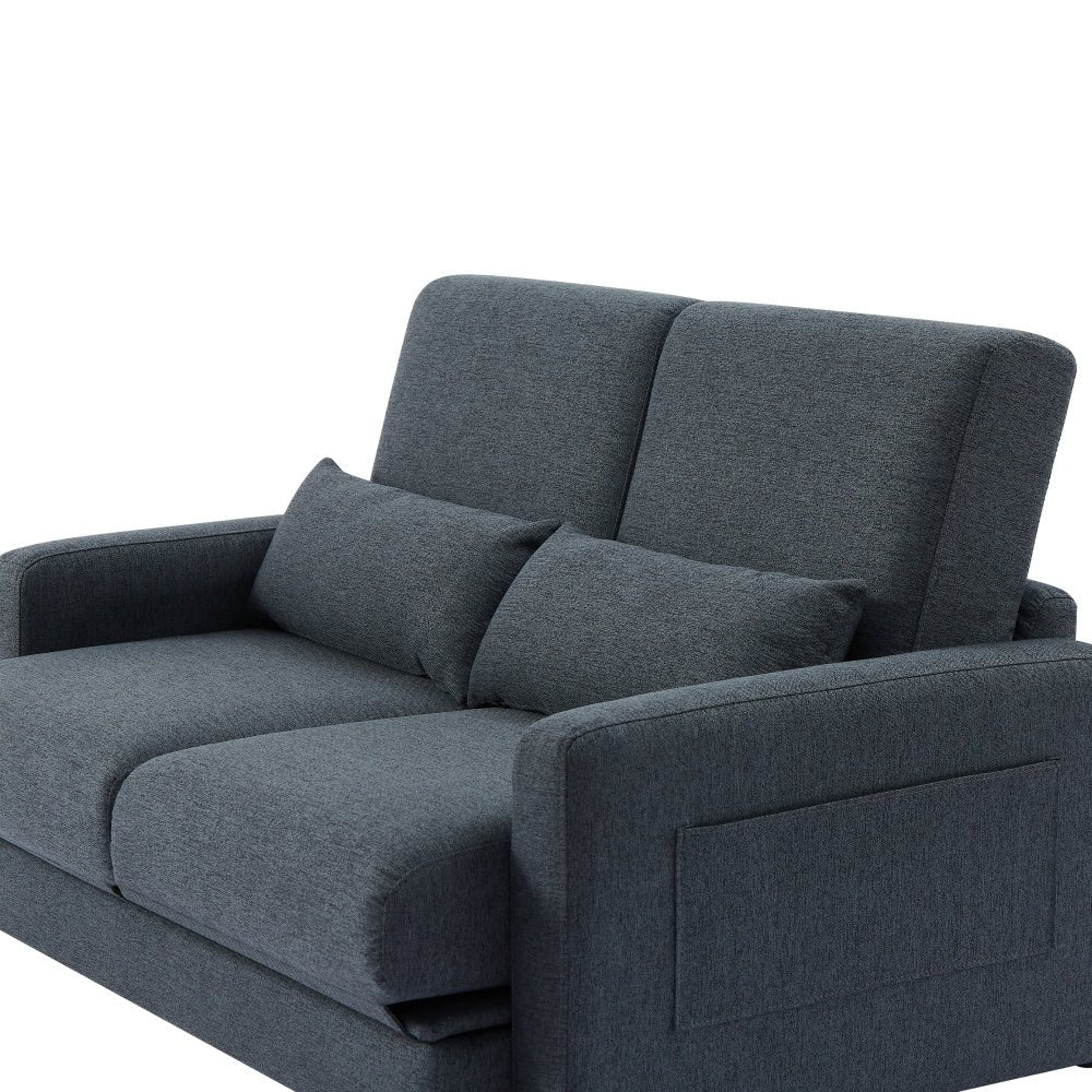 2 seater sofa ソファ 2人掛け 収納付き ファブリック 両側に肘掛け付き 木脚外し可能 ローソファ コンパクト ひとり暮らし カウチソファー - AL AZLAN SHOP alazlanshop