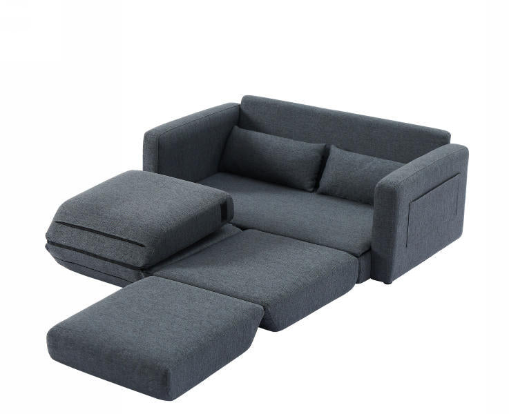 2 seater sofa ソファ 2人掛け 収納付き ファブリック 両側に肘掛け付き 木脚外し可能 ローソファ コンパクト ひとり暮らし カウチソファー - AL AZLAN SHOP alazlanshop