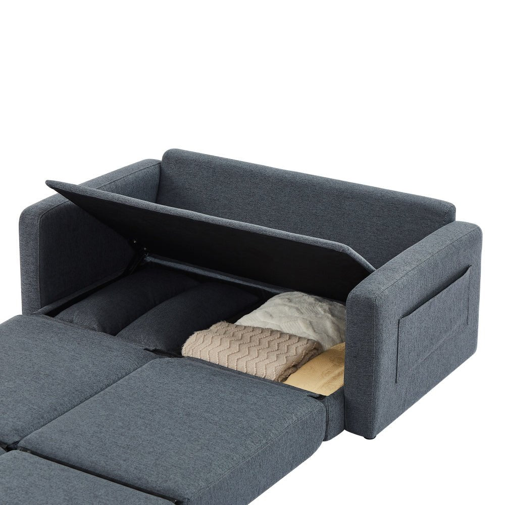 2 seater sofa ソファ 2人掛け 収納付き ファブリック 両側に肘掛け付き 木脚外し可能 ローソファ コンパクト ひとり暮らし カウチソファー - AL AZLAN SHOP alazlanshop