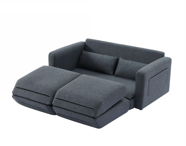 2 seater sofa ソファ 2人掛け 収納付き ファブリック 両側に肘掛け付き 木脚外し可能 ローソファ コンパクト ひとり暮らし カウチソファー - AL AZLAN SHOP alazlanshop