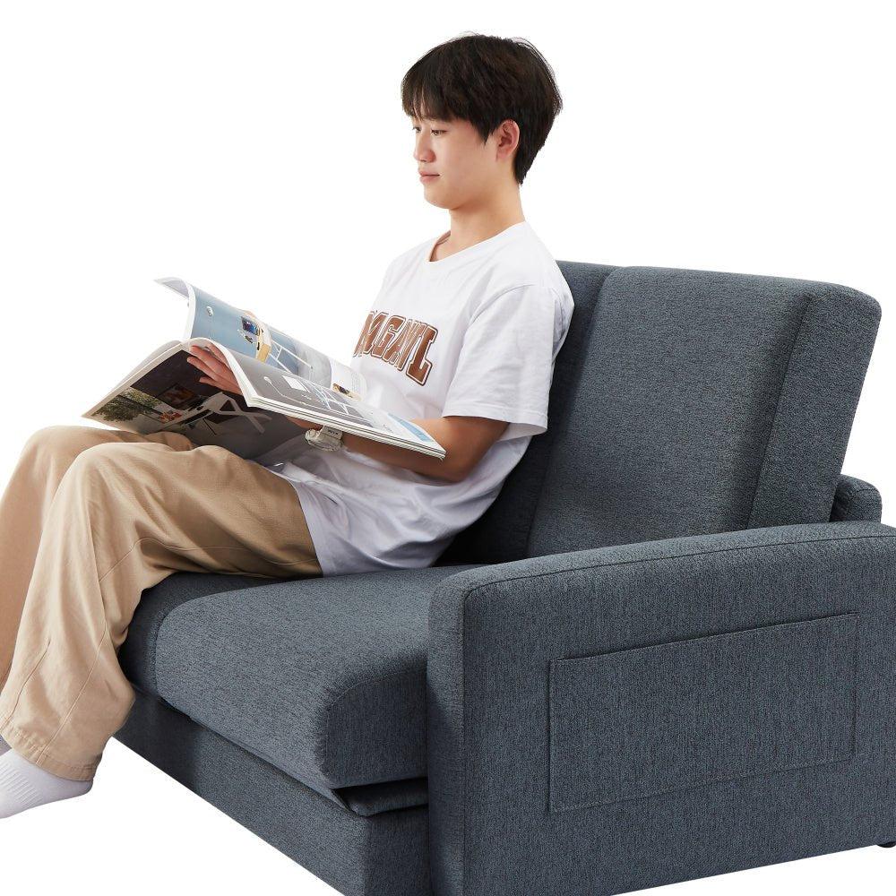 2 seater sofa ソファ 2人掛け 収納付き ファブリック 両側に肘掛け付き 木脚外し可能 ローソファ コンパクト ひとり暮らし カウチソファー - AL AZLAN SHOP alazlanshop