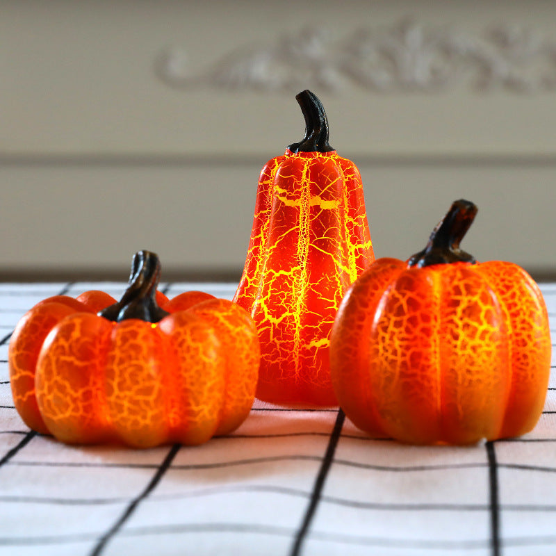 New Halloween Pumpkin Lantern Simulation Pumpkin LED Candle Lamp Resin Luminous Tabletop