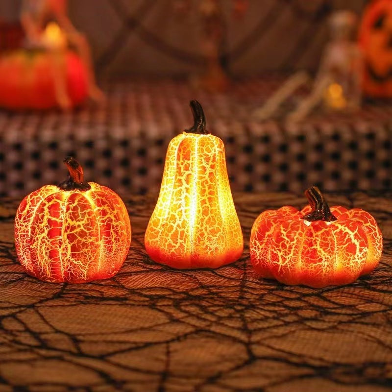 New Halloween Pumpkin Lantern Simulation Pumpkin LED Candle Lamp Resin Luminous Tabletop