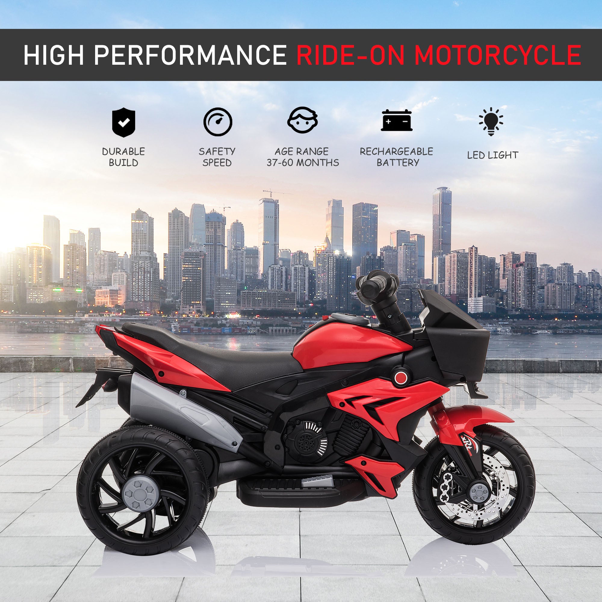 Red 6V Kids Electric Motorcycle Ride - On Dirt Bike Toy With Music Horn Headlights - AL AZLAN SHOP alazlanshop