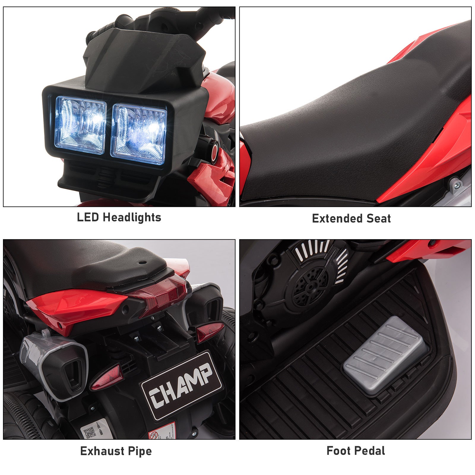 Red 6V Kids Electric Motorcycle Ride - On Dirt Bike Toy With Music Horn Headlights - AL AZLAN SHOP alazlanshop