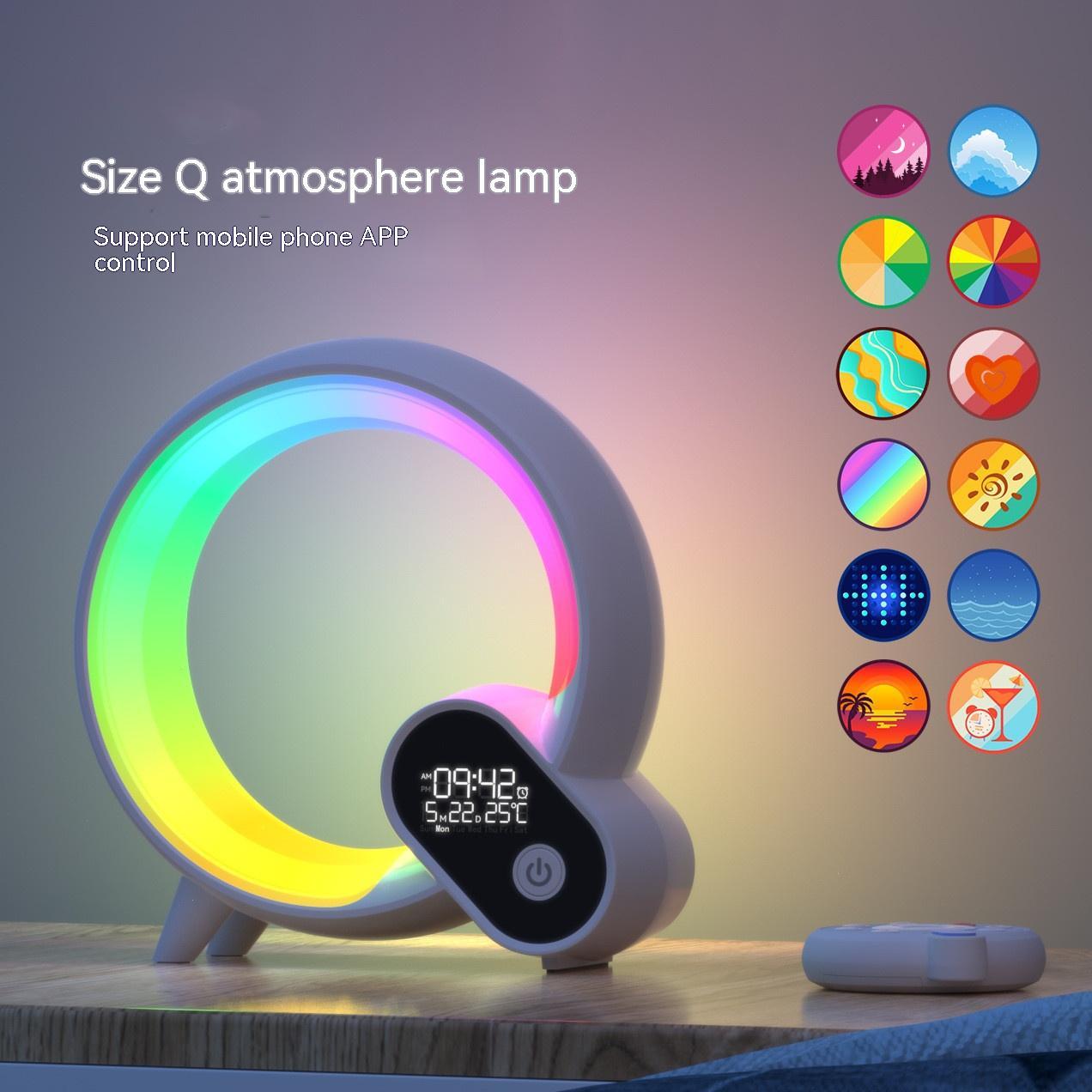 Creative Q Light Analog Sunrise Digital Display Alarm Clock Bluetooth Audio Intelligent Wake - up Q Colorful Atmosphere Light - AL AZLAN SHOP alazlanshop